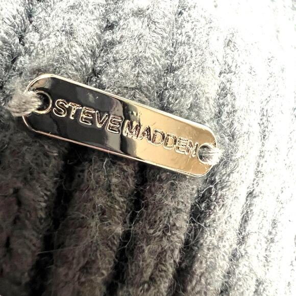 Steve Madden Beanie Dark Grey Ribbed Knit Winter Hat Women's One Size‎ Neutrals - Picture 7 of 7